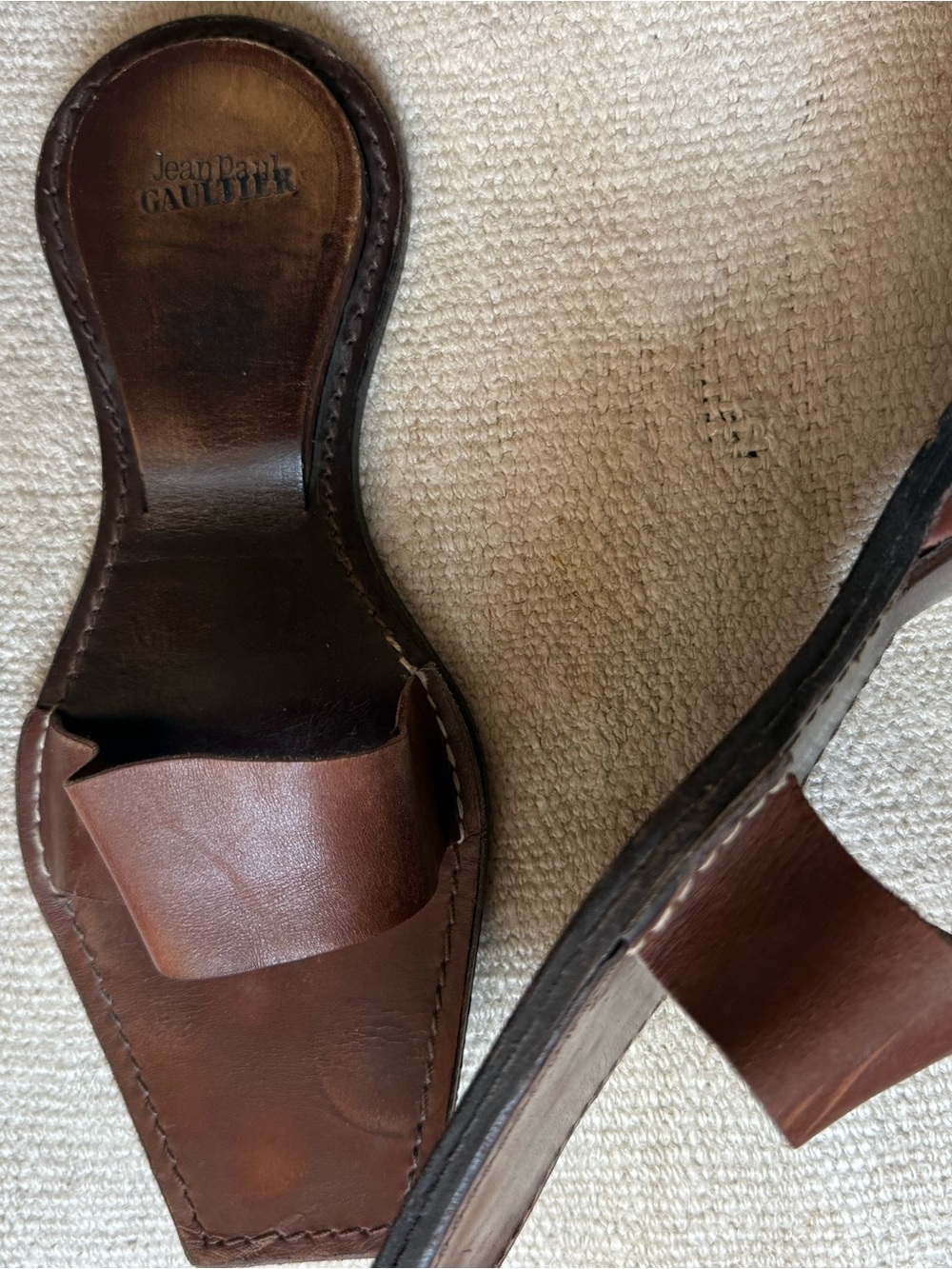 Jean Paul Gaultier Brown Leather Slide Sandals - Picture 2 of 6